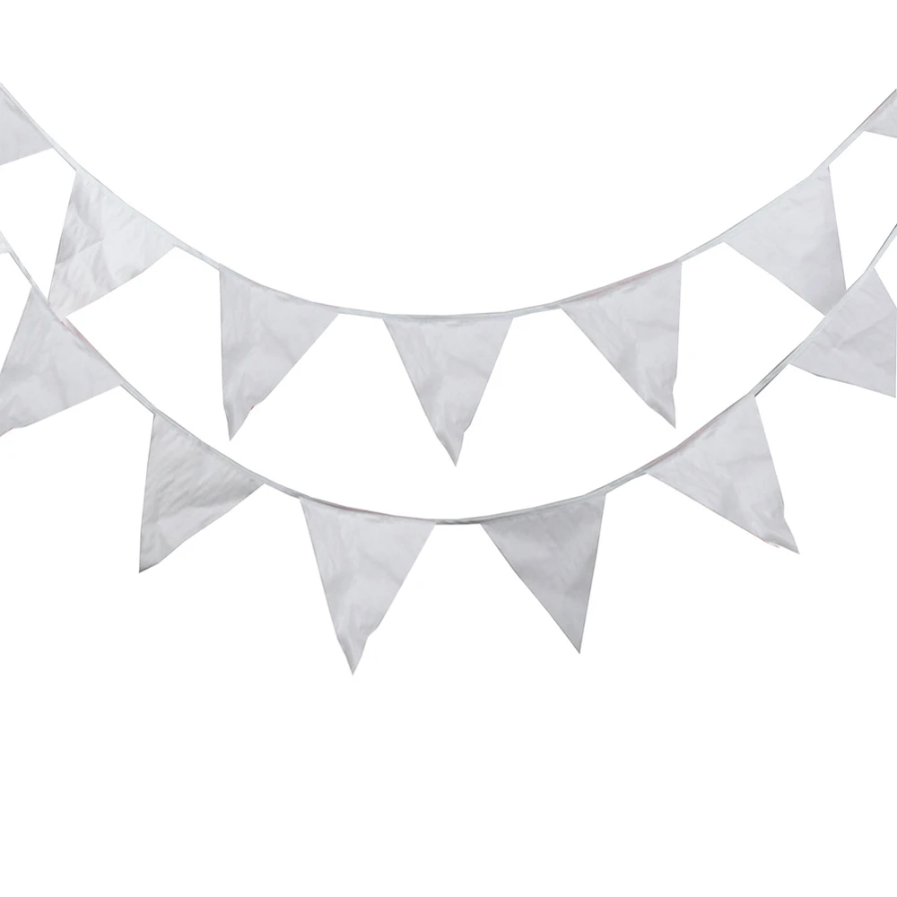 

200 Flags/80M White Flags Silk pennats banner wedding decoration birthday married party supplies Stain Fabric Bunting flags