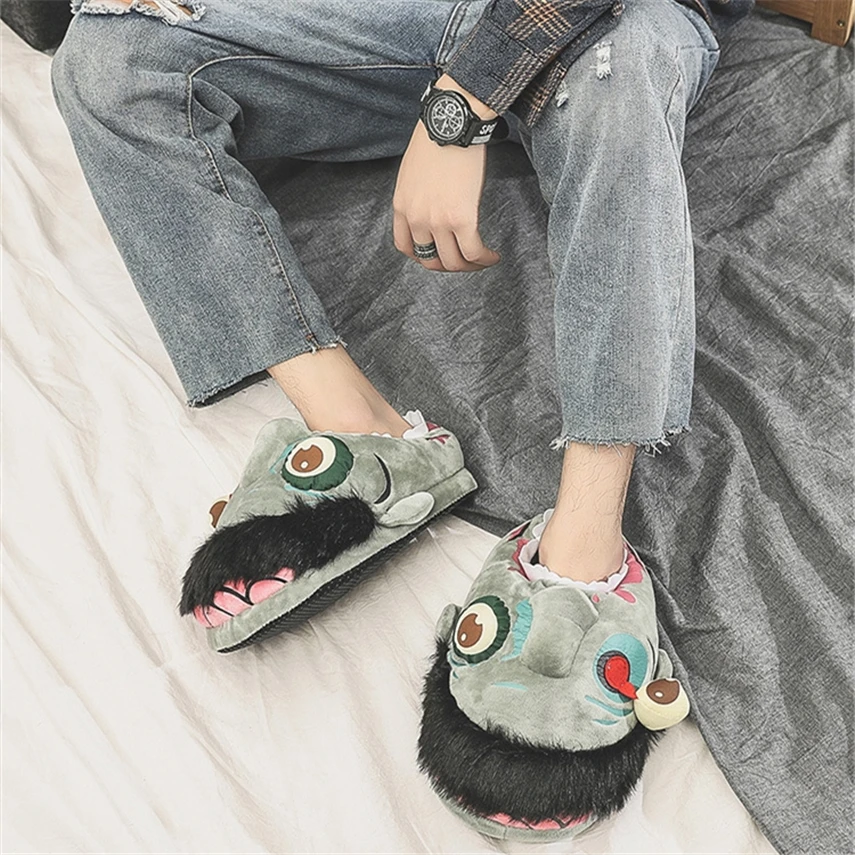 

Men Women Novelty Slippers Halloween Carnival Scary Zombie Cosplay Shoes Horror Ghost Face Cotton Wrapped Heels Slippers