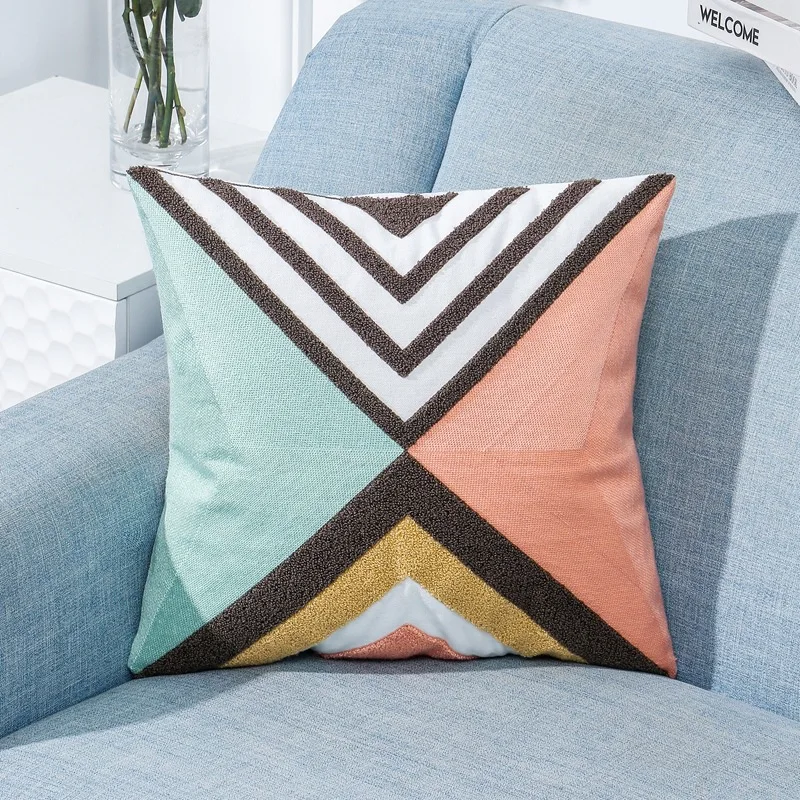 Подушка для дивана с геометрическим рисунком океана вышитая подушка Синий