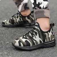 2020 children camouflage led shoes boys knit mesh breathable running sports shoes luminous sole anti slip casual kids sneakers