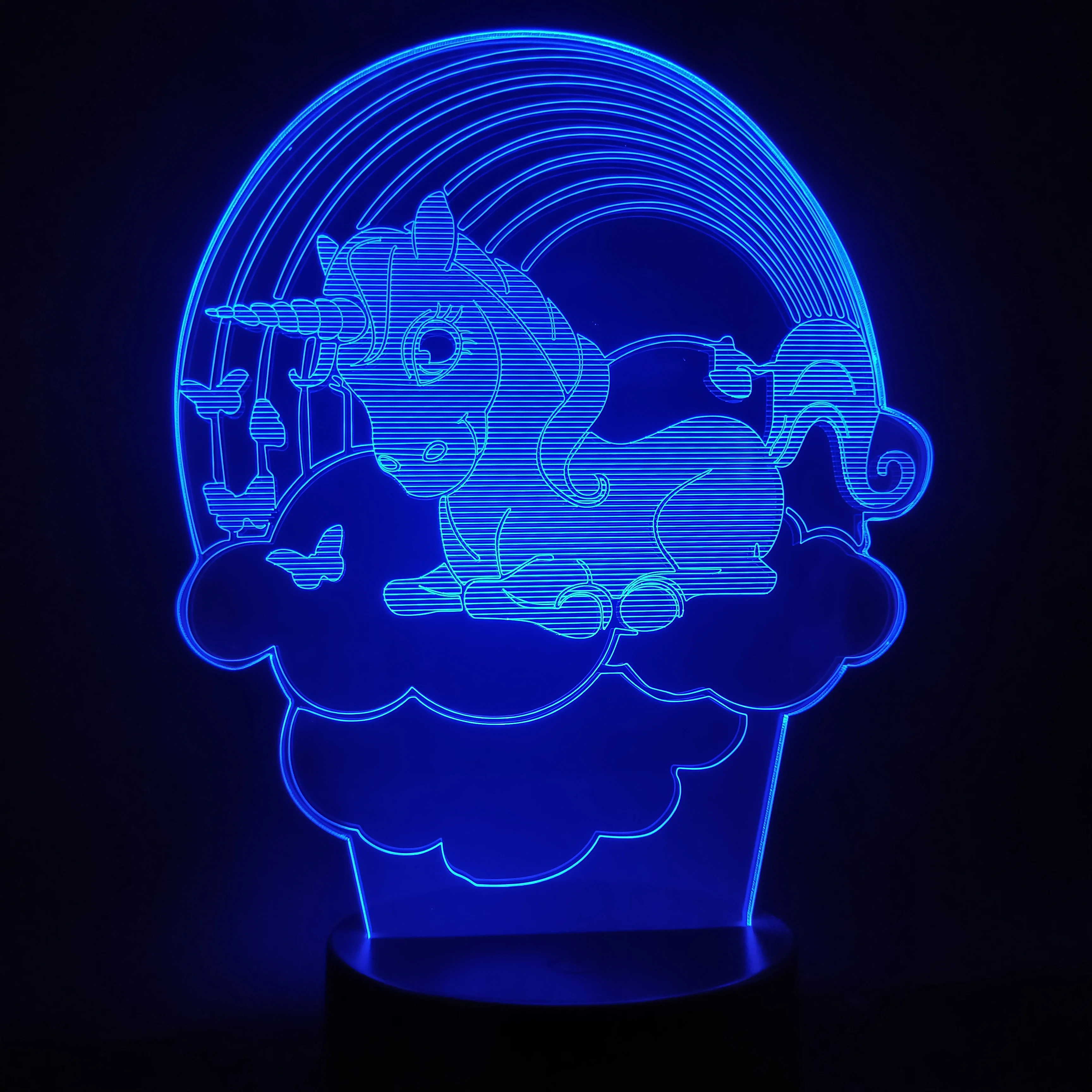 3D лампа в виде радужного единорога атмосфера Цвет меняется с пультом