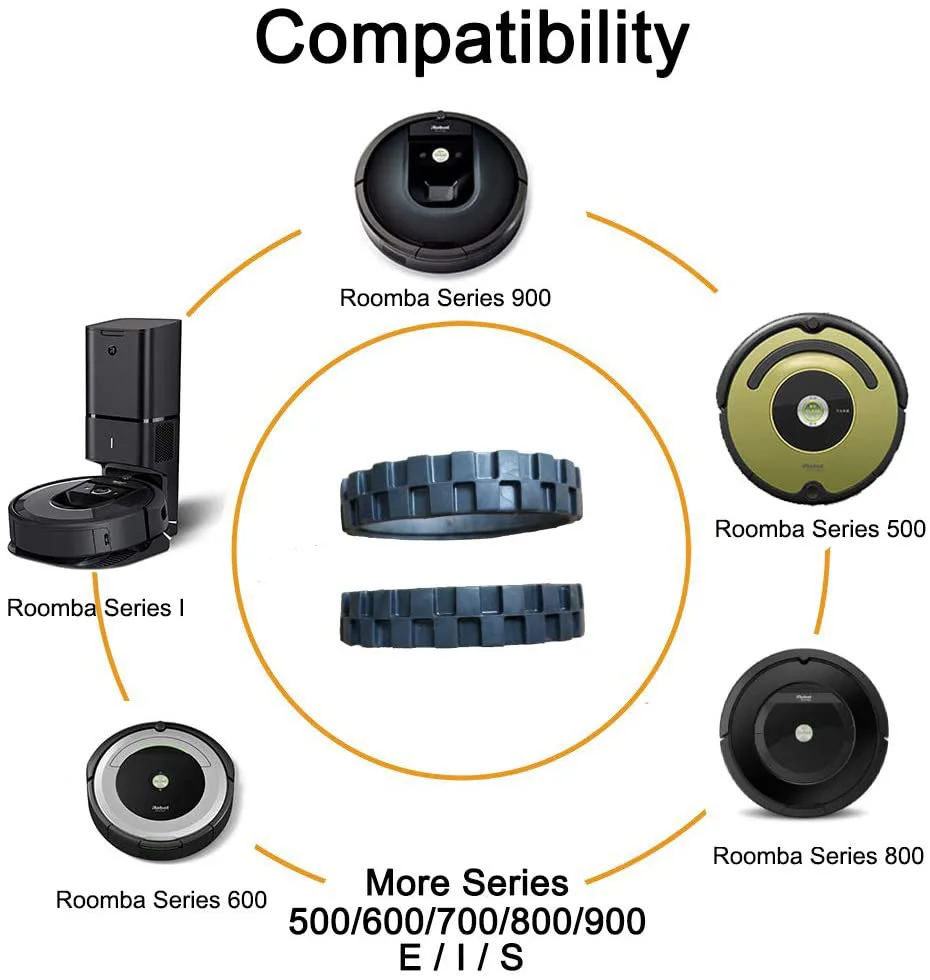 

2Pcs Tires for IROBOT ROOMBA Wheels Series 500 600 700, 800 and 900 Anti-Slip Great Adhesion and Easy Assembly Accessories