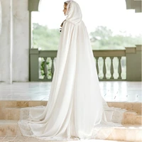 white silk bridal cape long hooded wedding cloak lace custom made bride bolero wedding wrap jacket