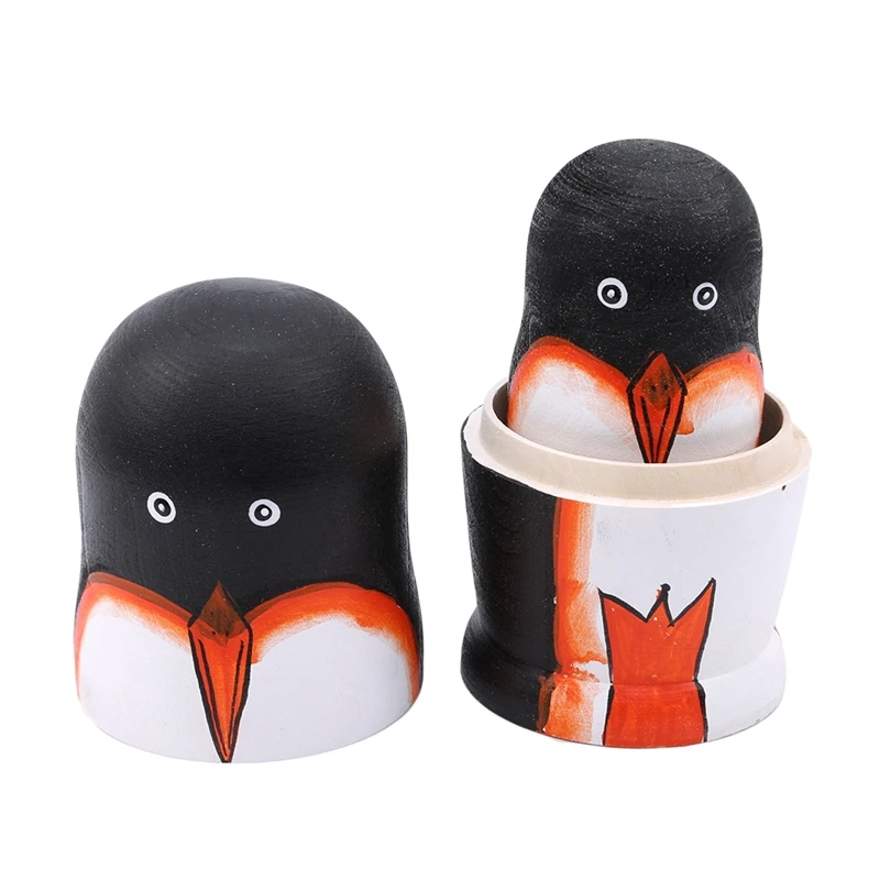 5 слоев Матрешка игрушка матрешка деревянный Пингвин ручная роспись русская
