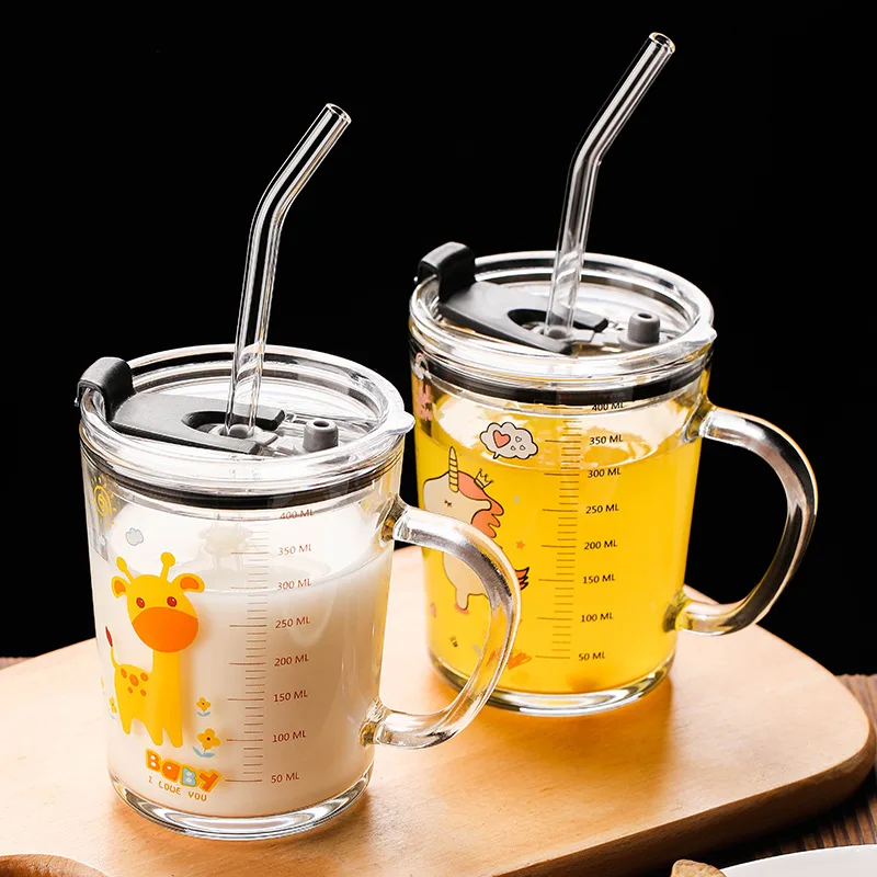 

Baby Leak Proof Sippy Cups Infant Learn Drinking Water Cup Cartoon Glass with Straws Bottle Drinkware for Kids Feeding Accessory