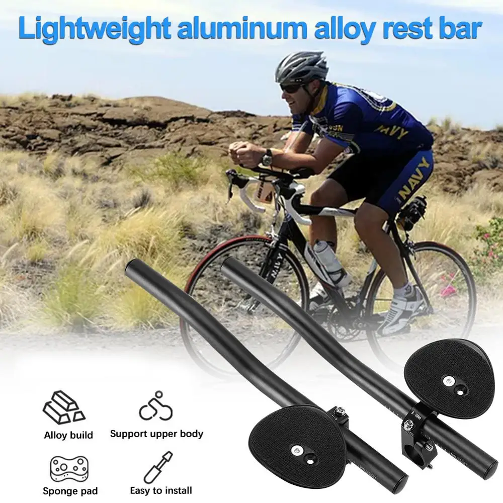 

1Pair Bike Rest Handlebars Frosted Aluminium Alloy Bicycle Armrest Handlebar Aero Bars for Racing Cycling Long Distance Riding