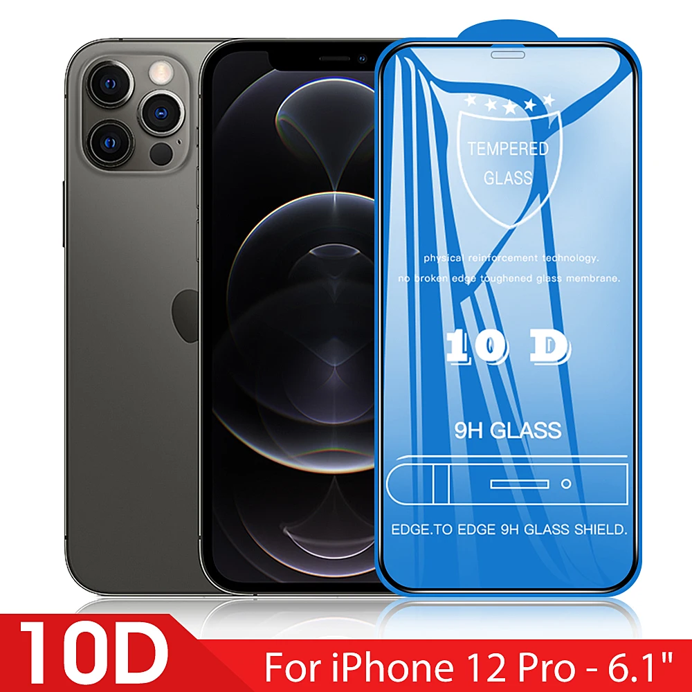 

10D Protective Glass For iPhone 12 Pro Max 12 Pro 12 Mini glass full cover iPhone 11 12 Pro Max Screen Protector Tempered Glass
