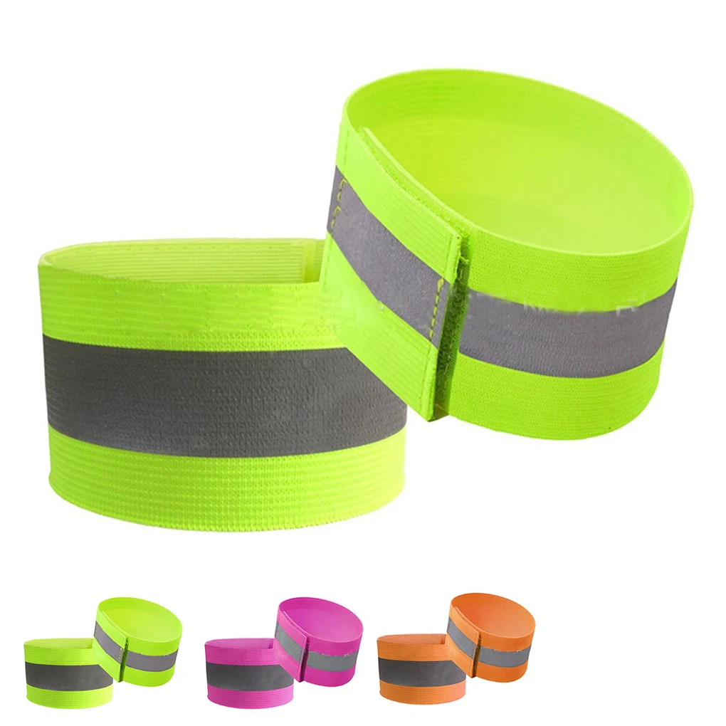 Светоотражающие защитные нарукавники повязки на лодыжку флуоресцентный зеленый