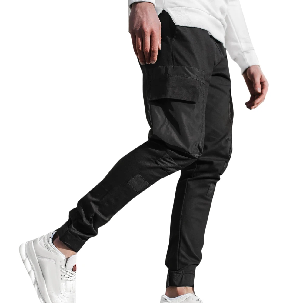 

Men Casual Streetwear Pants Fashion Pocket Sport Patchwork Jogger Tie Feet Cargo Slim Trousers Sweatpants Outdoor