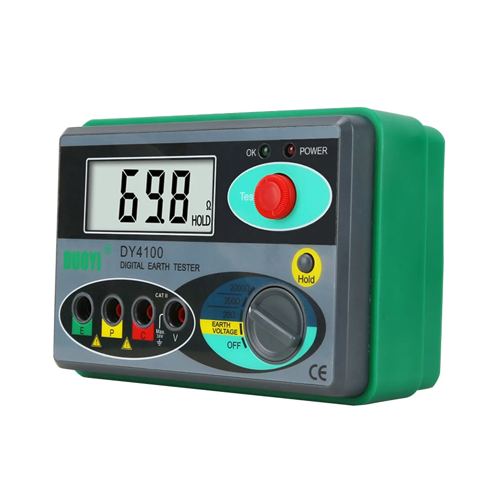 Digital Megger Meter Earth Ground Resistance 0-2000 Ohm Voltage Tester 0.01Ω to 2000Ω Megohmmeter Insulation Resistance Meters
