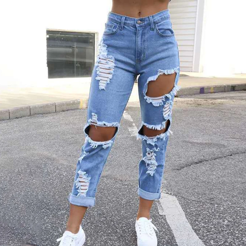 

Women's Pocket Small Leg Classic Sexy Capris 2021 Spring and Summer New Street Style Mid Waist Female Multi Hole Skinny Jean Pop