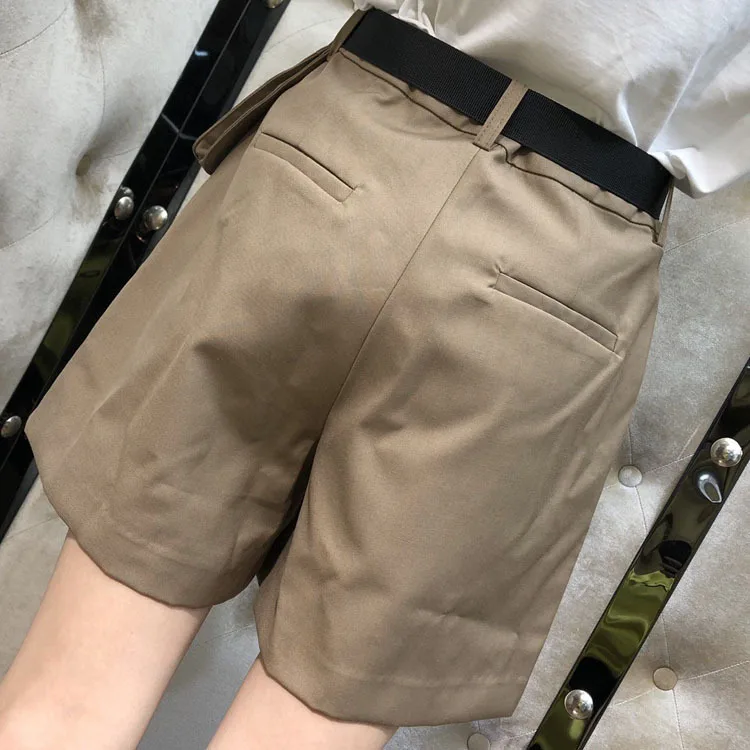 Женские брюки с карманами и ремнем повседневные однотонные в стиле колор