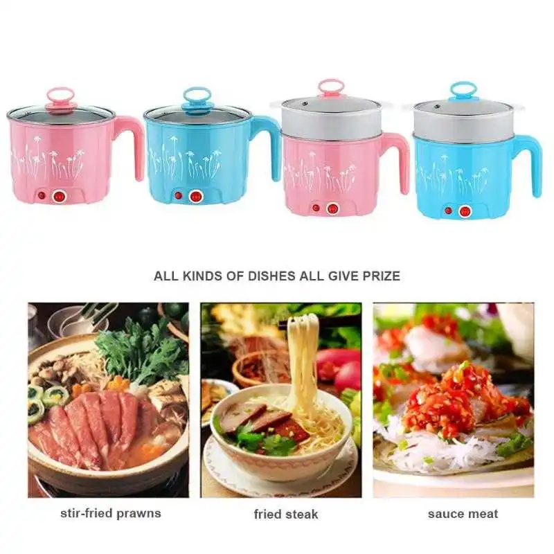 

220V Mini 1.8L Electric Skillet Noodles Rice Cooker Thermal Insulation Cooking Pot Pan Food Container Electric Heating Lunchbox