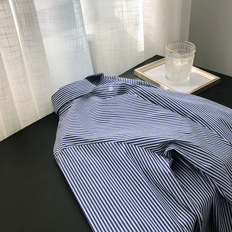 

New Spring Autumn Fashion Casual Shirt Vintage Blouse Women Striped Ladies Long Sleeves Loose Shirts Female Y121