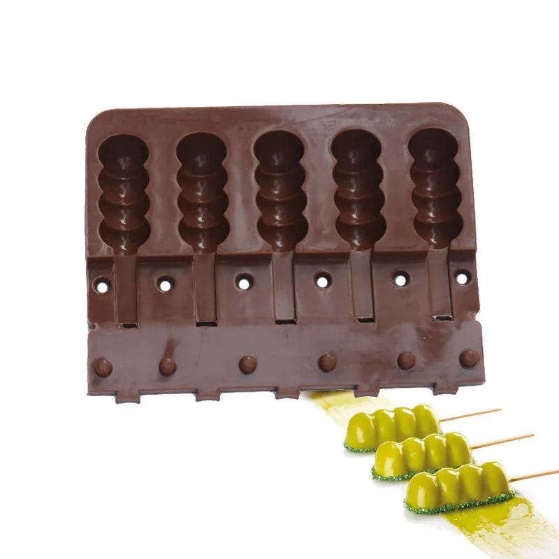 

Silicone Ice Cream Mold Bubbles Snack 5 Holes Tomatoes Shaped Chocolate Dessert Mould With 20 Stick Cake Topper Decoration