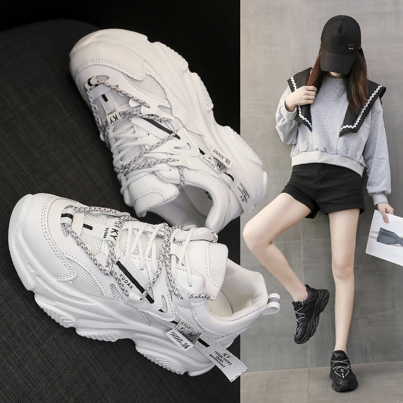 

Женские кроссовки с массивной подошвой, женские сетчатые дышащие спортивные осенние кроссовки на платформе для бега, женская спортивная об...