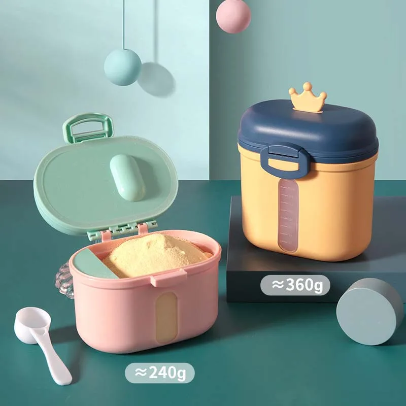 

High Capacity Baby Milk Powder Container Box with Spoon Toddler Essential Cereal Snacks Portable Food Storage Box