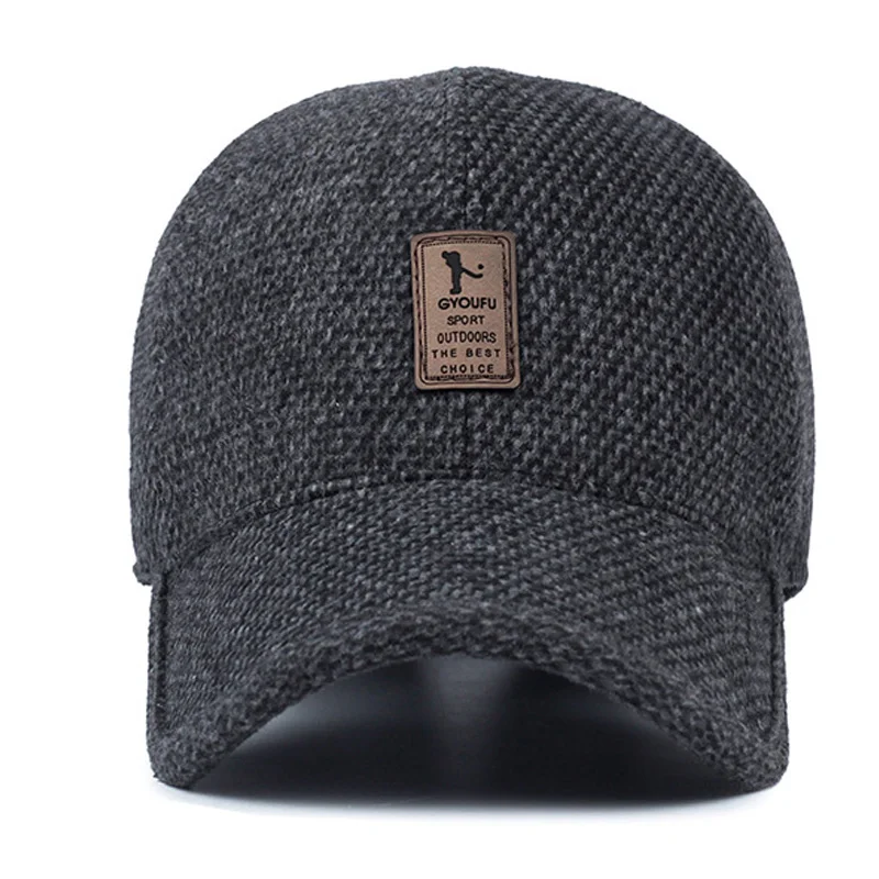 

2022 Brand Baseball Cap Winter Dad Hat Warm Thickened Cotton Snapback Caps Ear Protection Fitted Hats for male