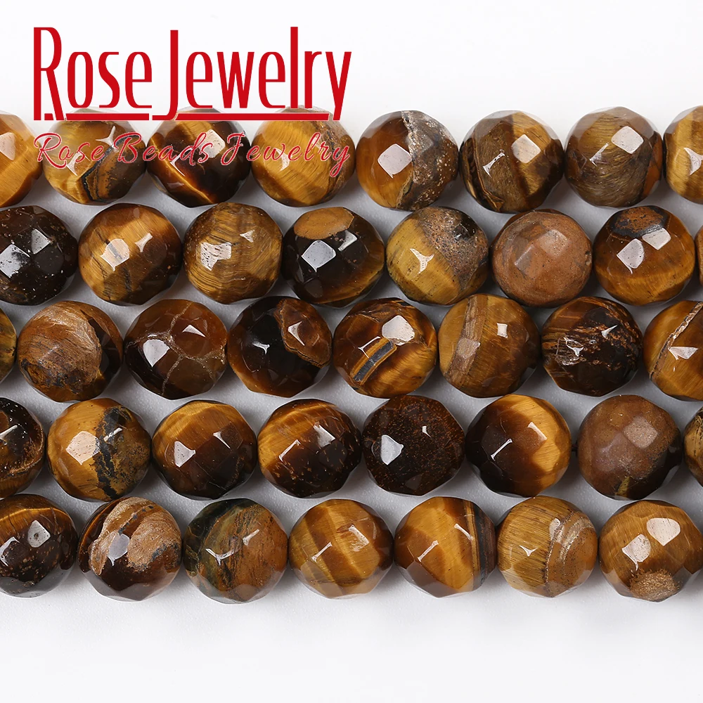 AB + граненые бусины из натурального камня с желтым тигровым глазом для