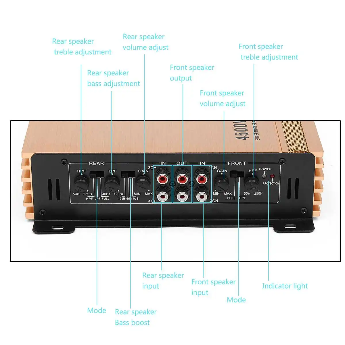 4 канальный 4500W 12V усилитель звука для автомобиля аудио сабвуфер Pioneer с полномочия поставить 360 градусов стерео объемный усилитель Hi-Fi Динамик
