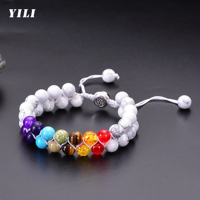 Двухслойный женский браслет белая чакра Howlite Бусины В Стиле Йоги браслеты
