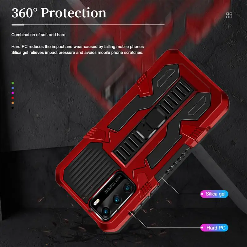 

Shockproof Armor Bracket Protective Case For Huawei P40 Lite E Pro P40Pro honor 20 honor20 Strond Anti-Drop Kickstand Back Cover