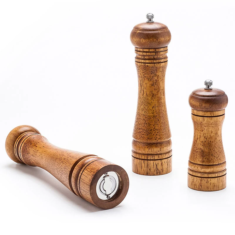 

5" 8" 10" Salt and Pepper Mill Solid Wood Spice Grain Grinder with Adjustable Ceramic Grinding Core Kitchen Tools Mills