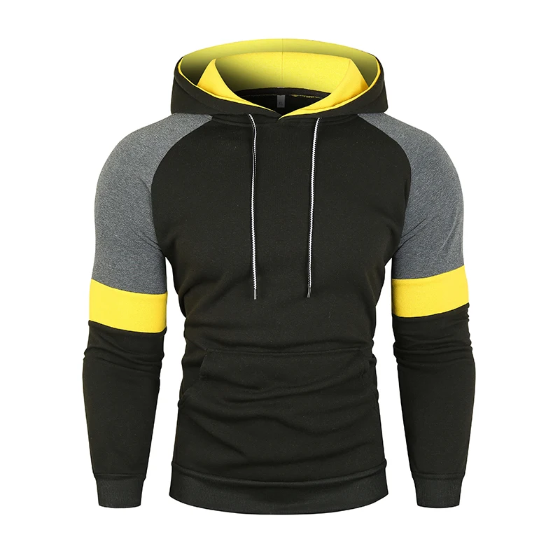 Spring and Autumn Men's Casual Hooded Long-sleeved Stitching Hood and Design Slim Sweater