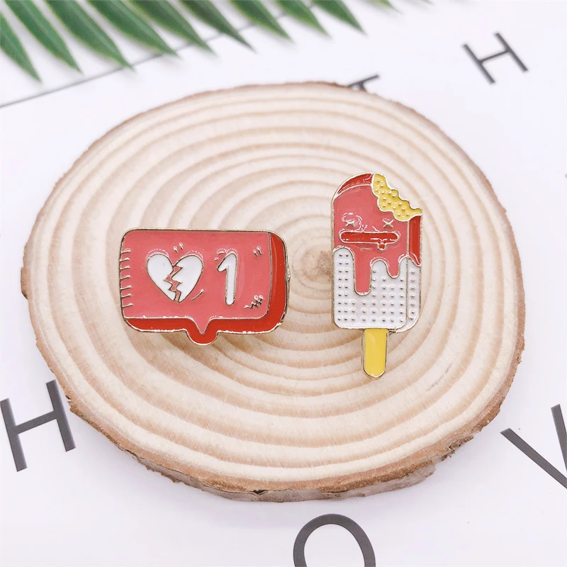 Эмалированная брошь сердце в виде мультяшного розового сердечка значок из