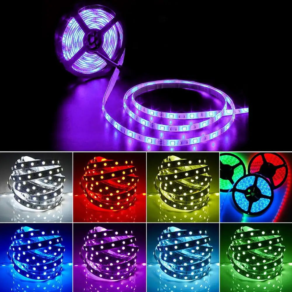Гибкая светодиодная лента с пультом ДУ 5 м 5050 RGB | Лампы и освещение