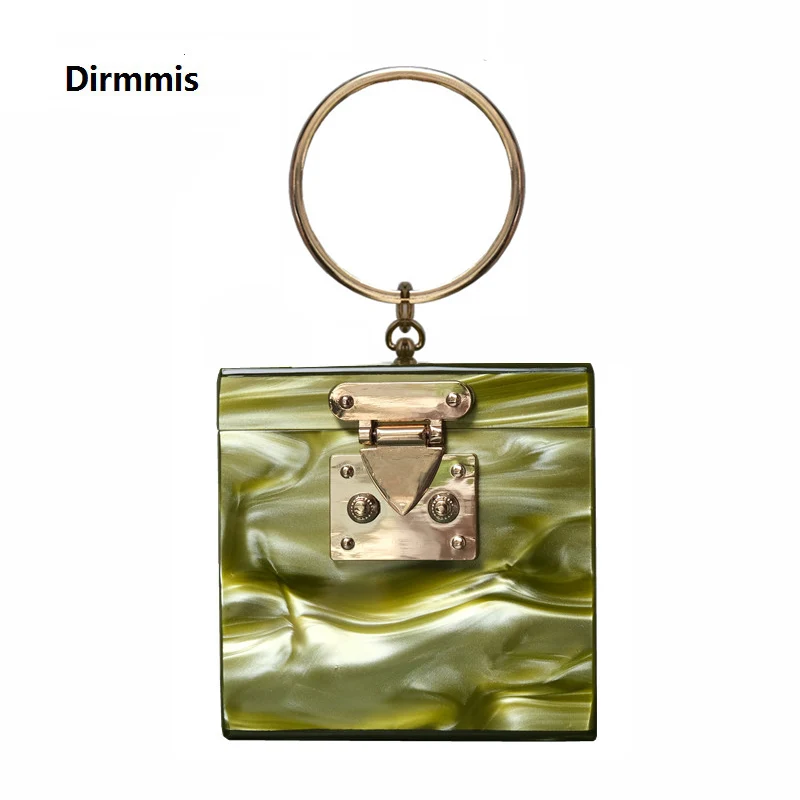 Модная вечерняя сумка для женщин Милые Акриловые сумочки зеленого золотого