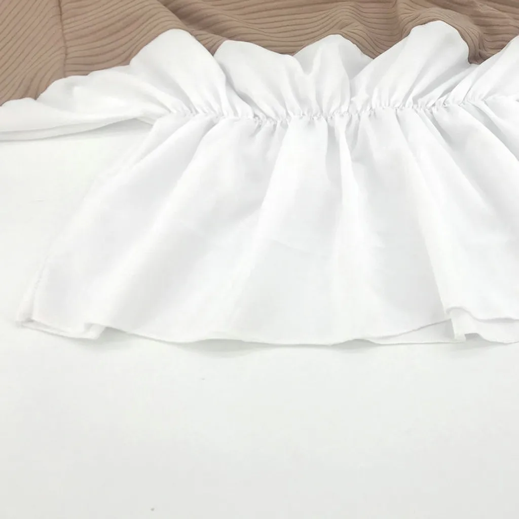 XINKAI Зимний вязаный джемпер с оборками свитер в стиле пэчворк свободная рубашка