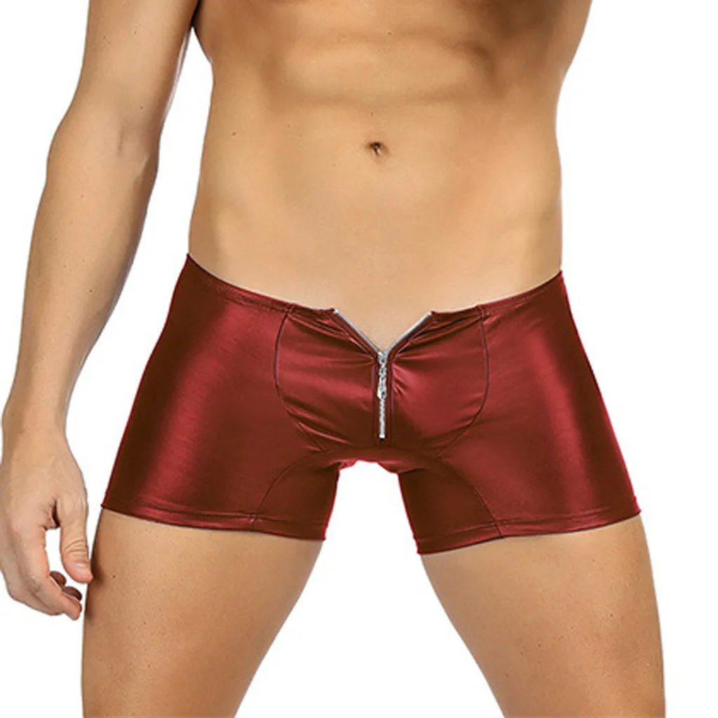 Мужское сексуальное нижнее белье кожаные Открытые Сексуальные боксерские шорты