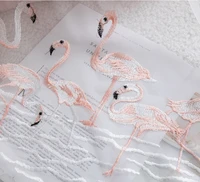 simple curtains for living room flamingo embroidery sheer pink grey swan love birds voile feather romance cafe laundry drapes