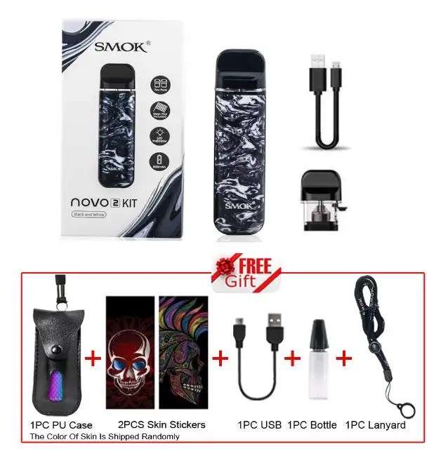 NOVO 2 Kit Black Набор SMOK Novo 2 SMOK Pod, электронная сигарета, стартер, ручка с аккумулятором 800 мАч, 2 мл, катушка VS NORD - Цвет: NOVO 2 Kit Black