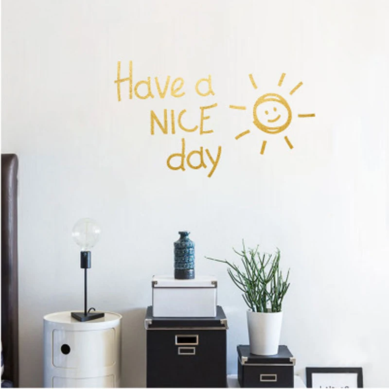 

Have a NICE Day Lovely sun vinyl Wall Sticker living room bedroom Home Decoration Decals Art English alphabet Stickers wallpaper