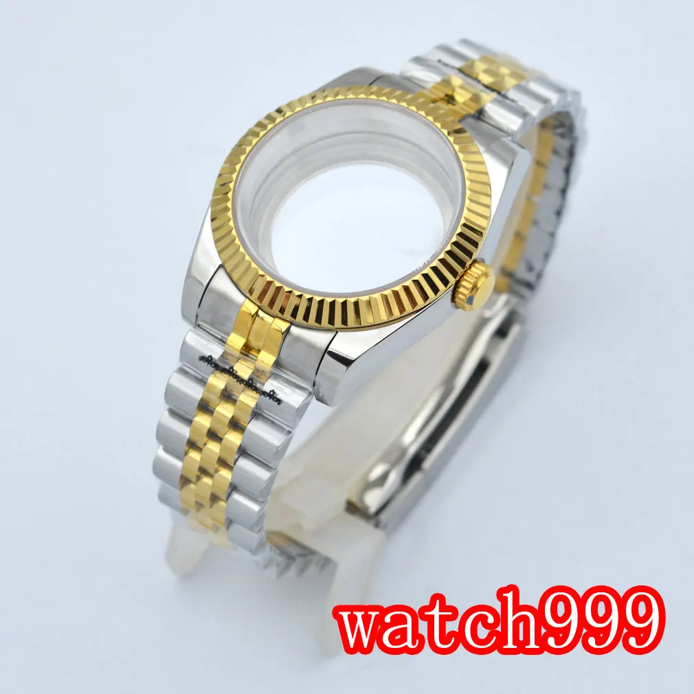 36mm/40mm silver/gold case fit NH35 NH36 ETA2836 2824 PT5000 Miyota 8205 8215 DG2813 movement sapphire glass jubilee strap