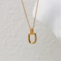 2021new fashion gold color plated stainless steel link chain choker geometric pendant necklace for women girls whoesale