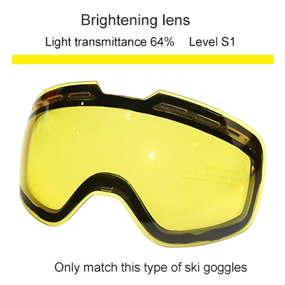 brightening lens Mosodo магнитные лыжные очки сноуборд снегоход противотуманные лыжные очки снег большие сферические зимние лыжные очки осветляющие Лен - Цвет: brightening lens