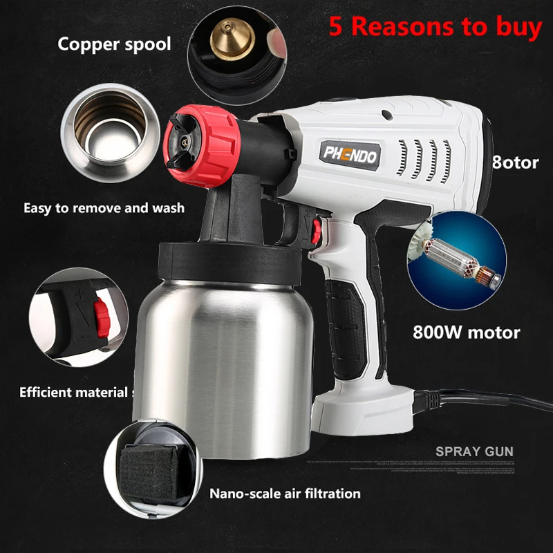 Электрический ручной распылитель краски PHENDO аэрограф для автомобиля мебели