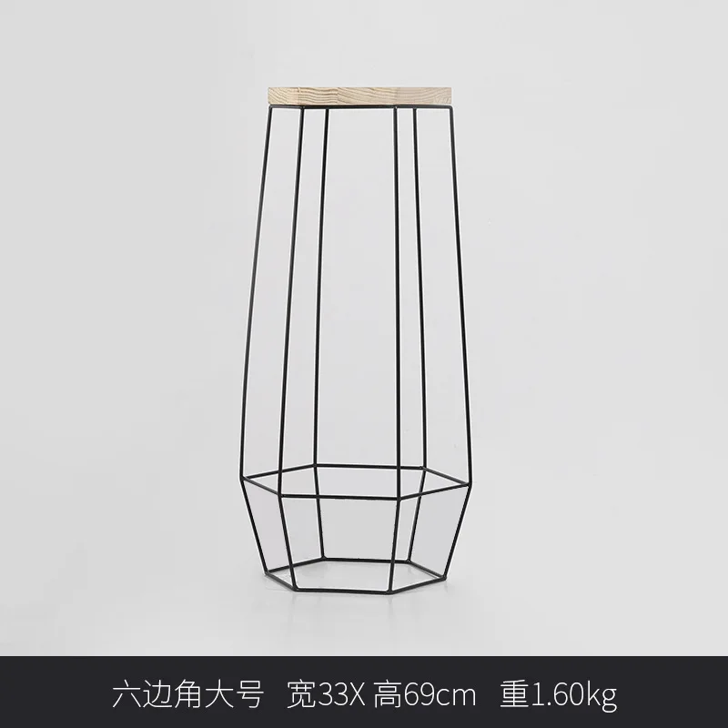 

Nordic Geometric Indoor Flower Stand Iron Wood Flower Metal Stand Scindapsus Balcony Office Decor Plant Shelf Wood Plant Stand