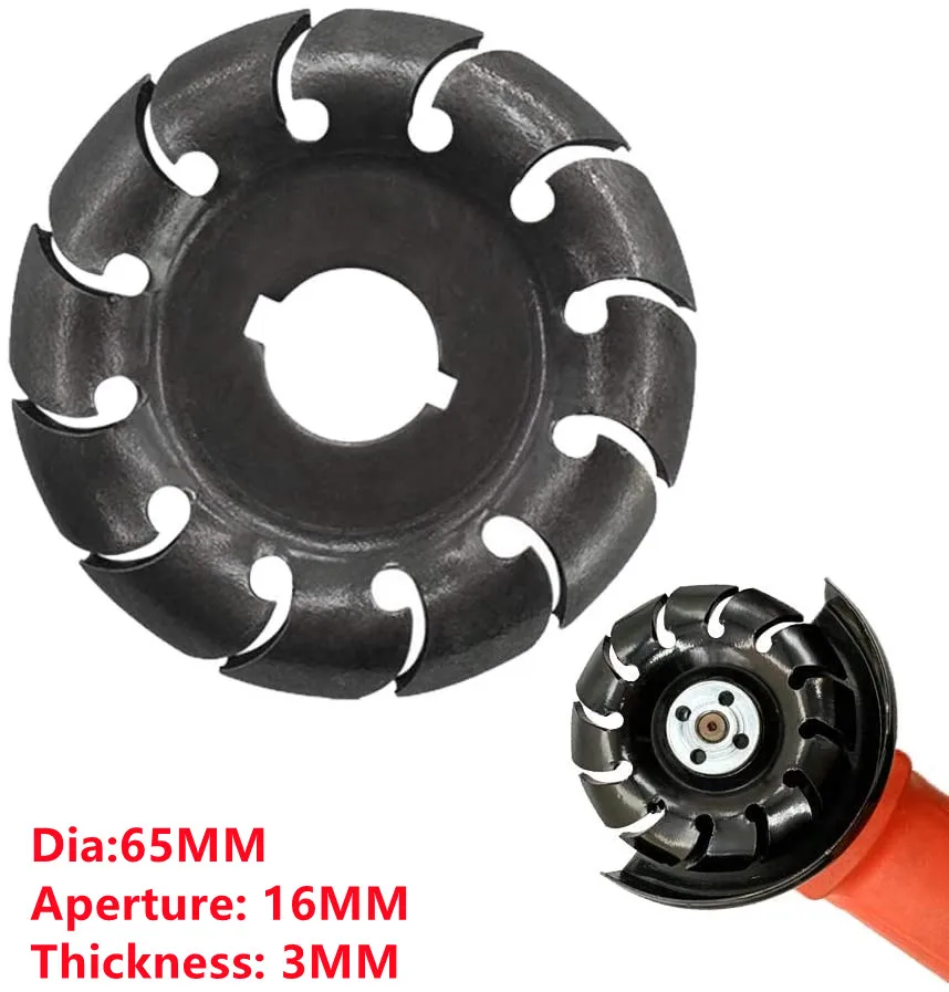 

Электрическая угловая шлифовальная машина, шлифовальное лезвие, колесо для резьбы по дереву, диск с 12 зубцами, режущий деревообрабатывающий инструмент 65*16 мм