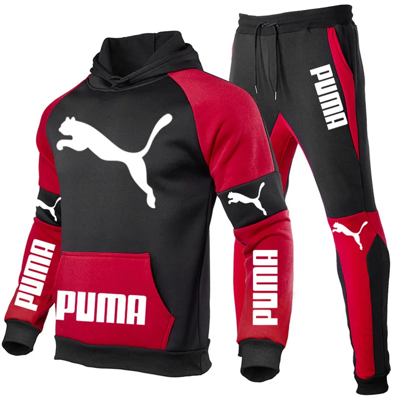 

New Autumn and winter Men's Sets Patchwork hoodies+Pants Fashion Sport Suits Casual Sweatshirts Tracksuit 2021 Brand Sportswear
