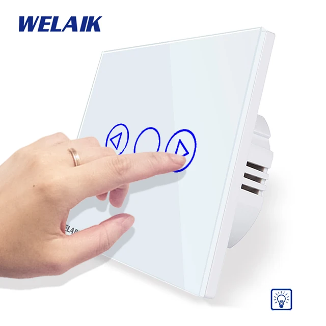 WELAIK UK настенный сенсорный выключатель-Кристалл Стекло-панель Переключатель-затемнение сенсорный выключатель смарт-переключатель B1911TGW - Color: White Circle