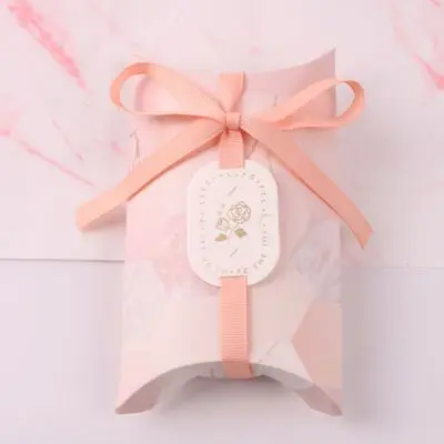 

50pcs Candy Box Bag New Craft Paper Pillow Shape Wedding Favor Gift Boxes Pie Party Bags Eco Friendly Kraft Packaging Promotion