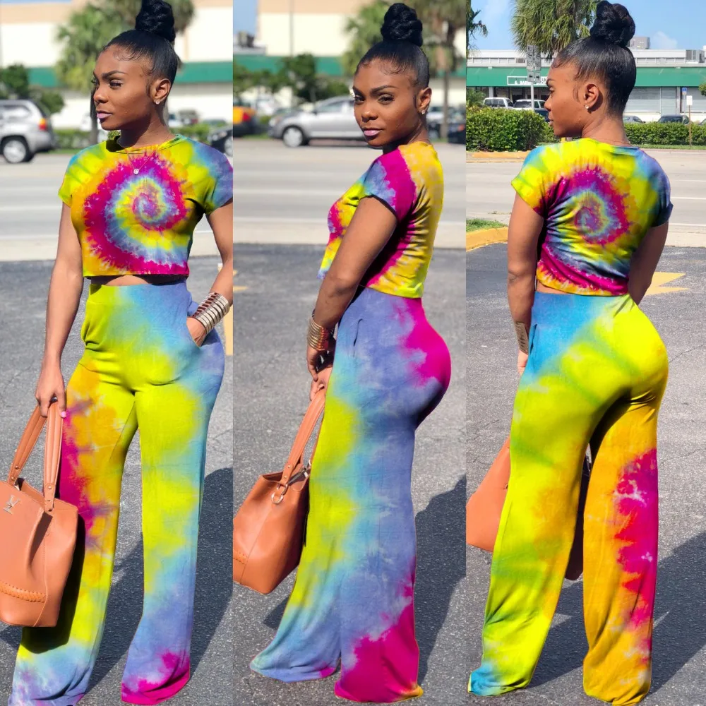 Женские летние комбинезоны наряд комплект из 2 предметов с радужным принтом и