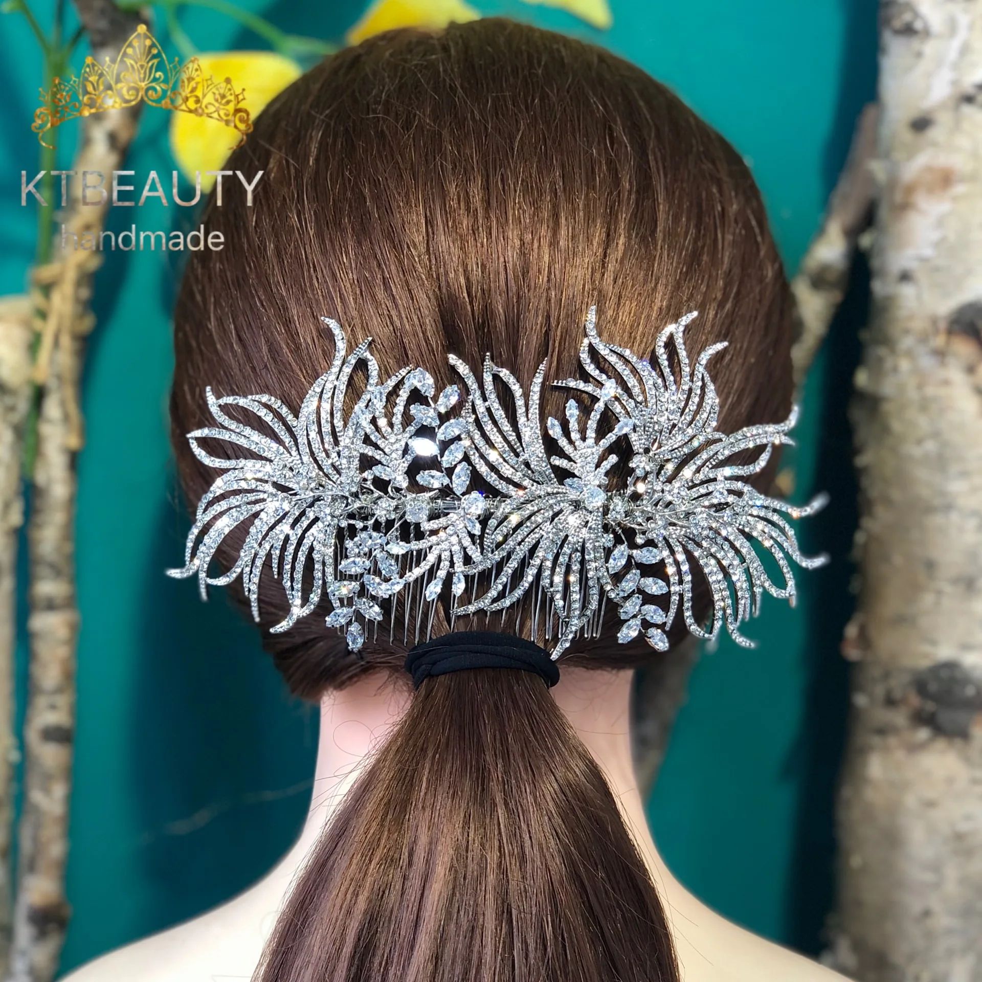 Новая повязка Стразы с цирконом золотистая/Серебристая Расческа для невесты