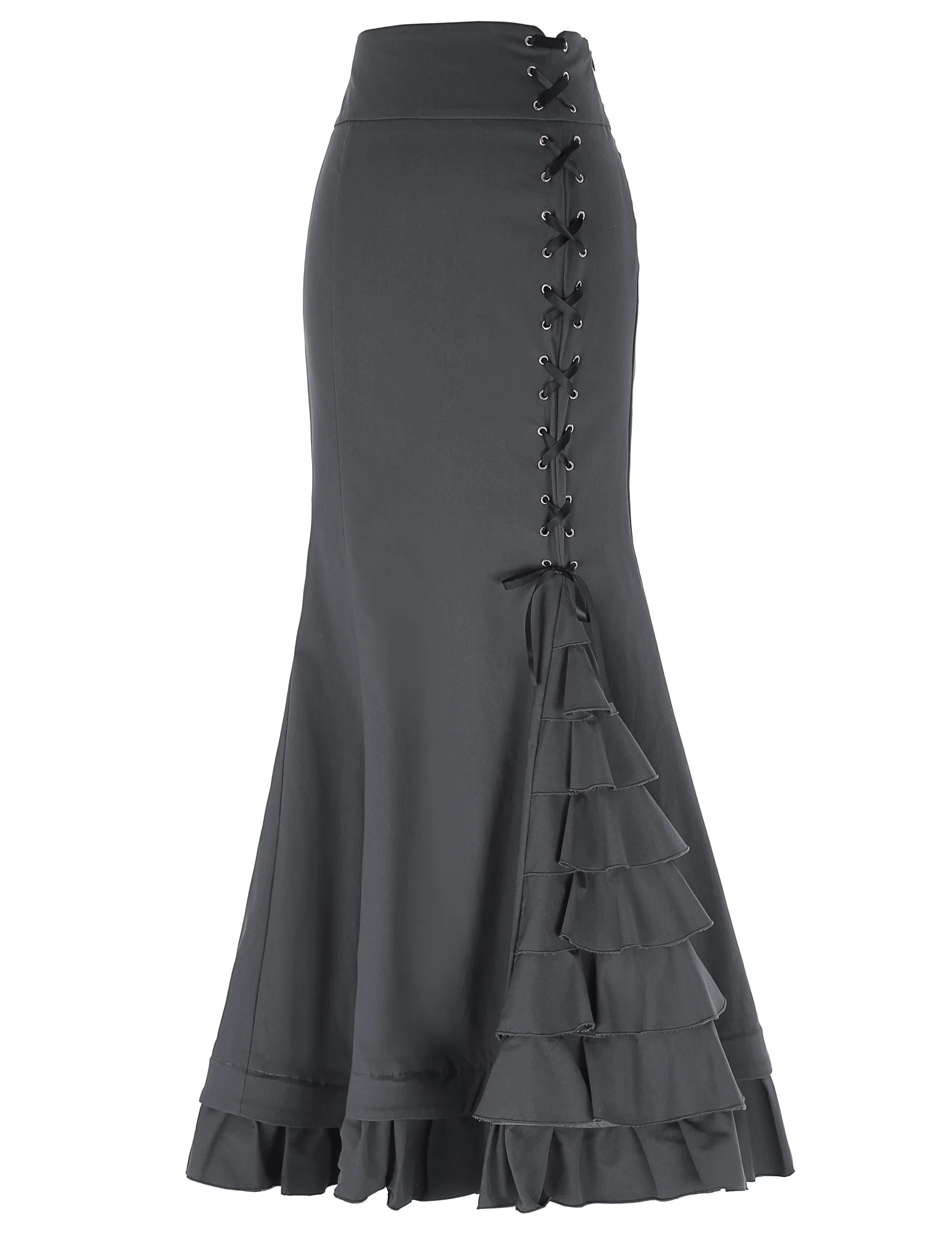 Belle Poque, женские юбки, бандажные юбки, Ретро стиль, элегантные, высокая талия, оборки, шнуровка, длинная, повседневная, Русалка, юбка-карандаш