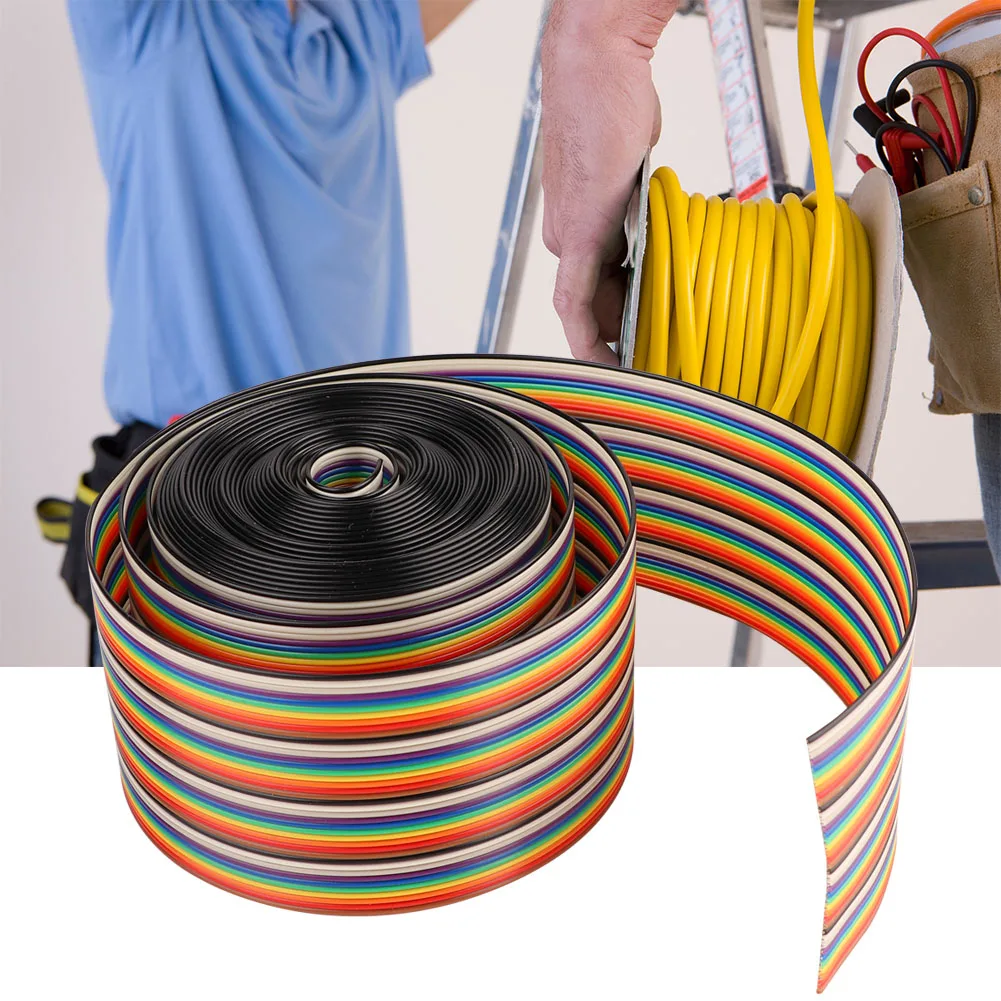 

Durable 5M Colorful 1.27mm Spacing Pitch Cable 40P Flat Rainbow Ribbon Cable Wire Width 5.08cm