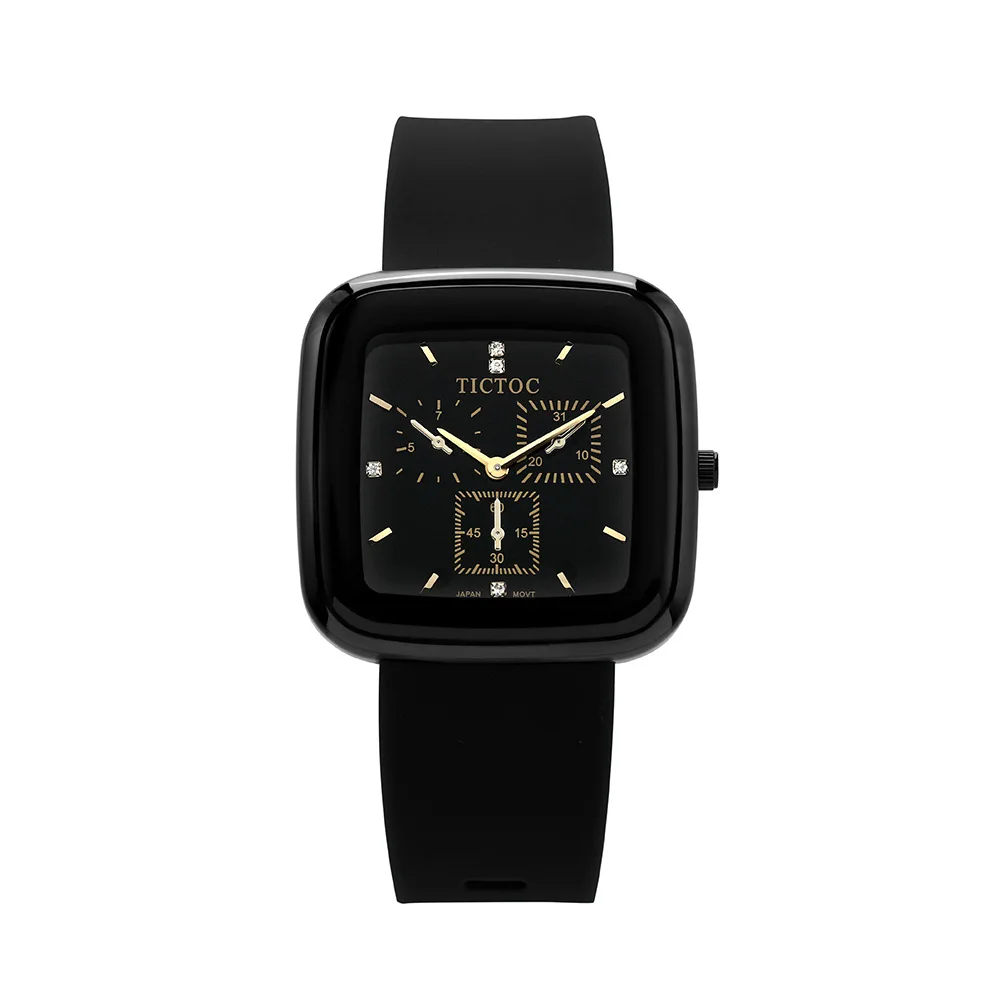 Японские водонепроницаемые женские часы с силиконовым ремешком Модные Черные